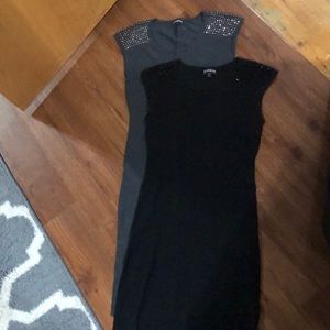 Express Fitted Knit Dress - Black and Gray